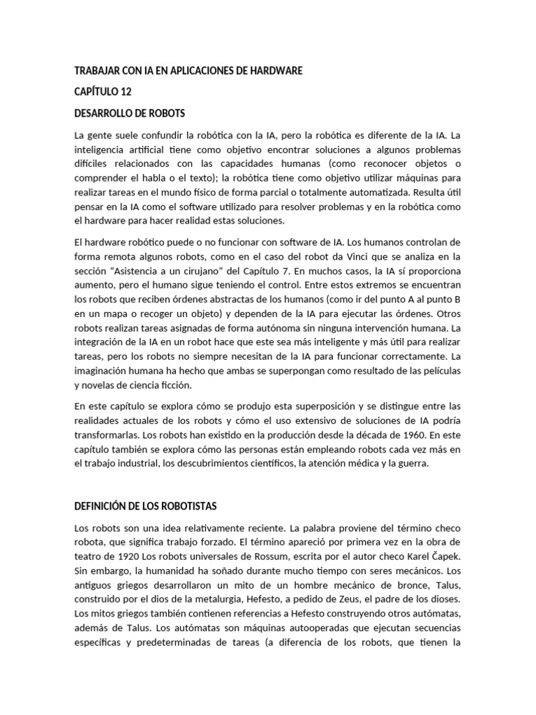 Robots e IA: Realidades y Futuro | PDF | Robot | Robótica