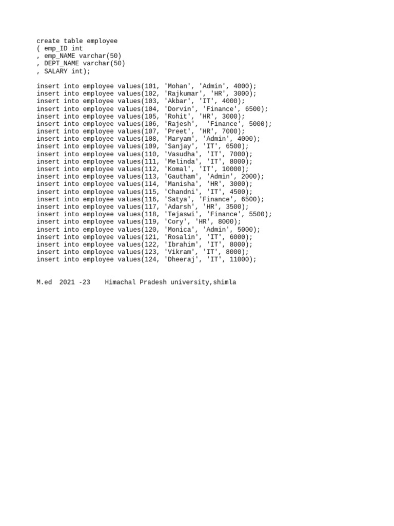 Employee schema pdf