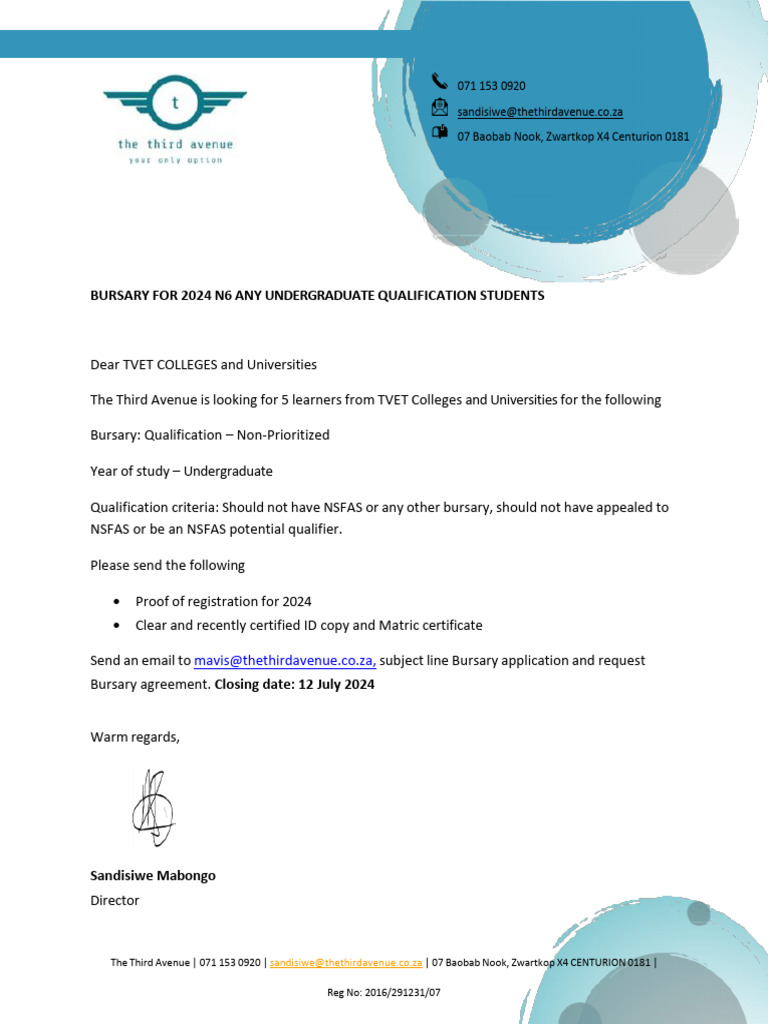 2024 Undergraduate Bursary Opportunity | PDF
