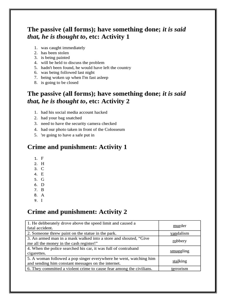 Crime and Punishment Activities | PDF | Robbery | Acquittal