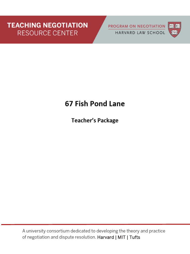 67FishPondLane-1 Negotiation Role Play | PDF | Prices | Negotiation