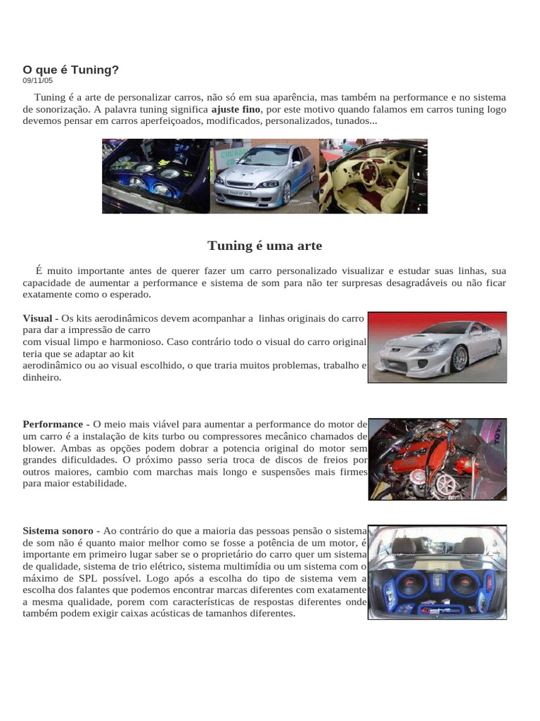 Guia Completo de Tuning de Carros | PDF | Carro | Veículo motorizado