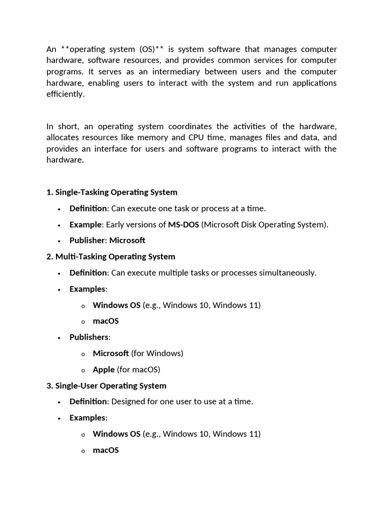 Types of Operating Systems Explained | PDF | Random Access Memory ...