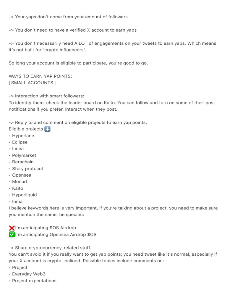 How to Earn Yap Points on X | PDF