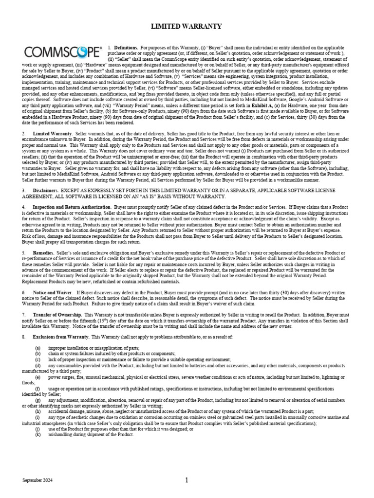Limited Warranty Terms and Conditions | PDF | Legal Liability | Damages
