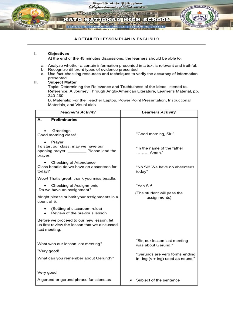 Lesson Plan: Analyzing Infinitives in English | PDF | Verb | Adjective