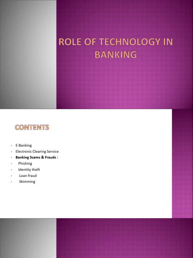 Role of Technology in Banking | PDF | Payment System | Financial Technology