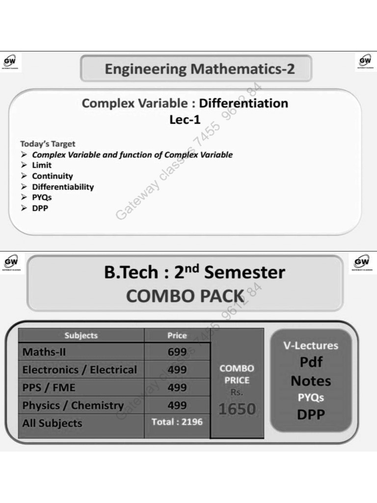 Engineering Mathematics - 2 Gateway Classes Notes | PDF