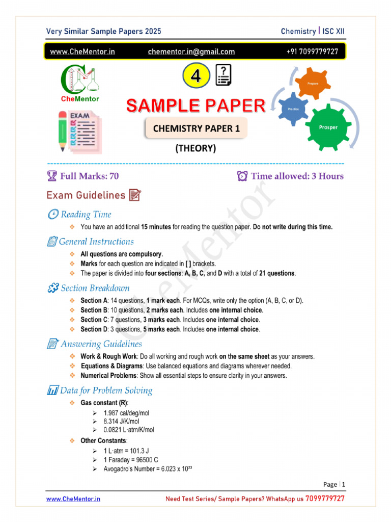 Sample Paper 4 (QP) | PDF