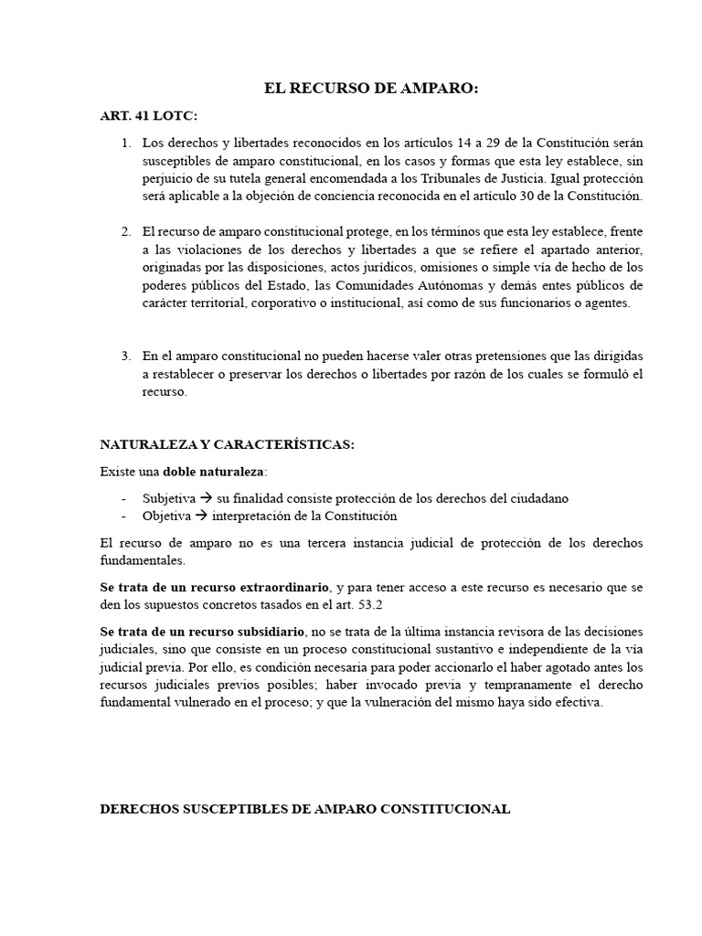 Recurso de Amparo Constitucional | PDF | Mandato | Caso de ley