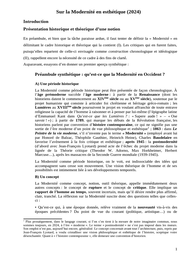 Comprendre la Modernité en esthétique | PDF | Modernité | Cinématographie