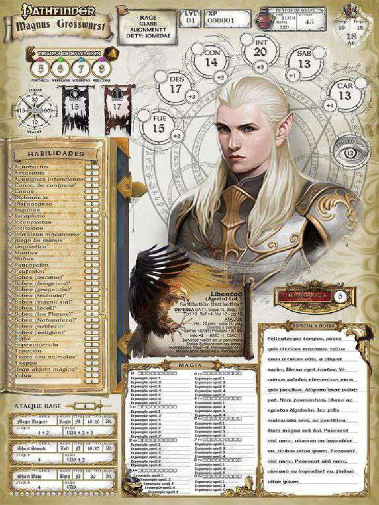 Pathfinder(1_0) Español Hoja de personaje - El Tesoro del Dragon. Hoja ...