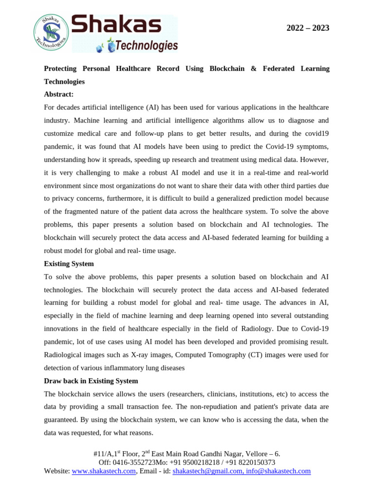 Blockchain & AI for Healthcare Data Security | PDF | Artificial ...