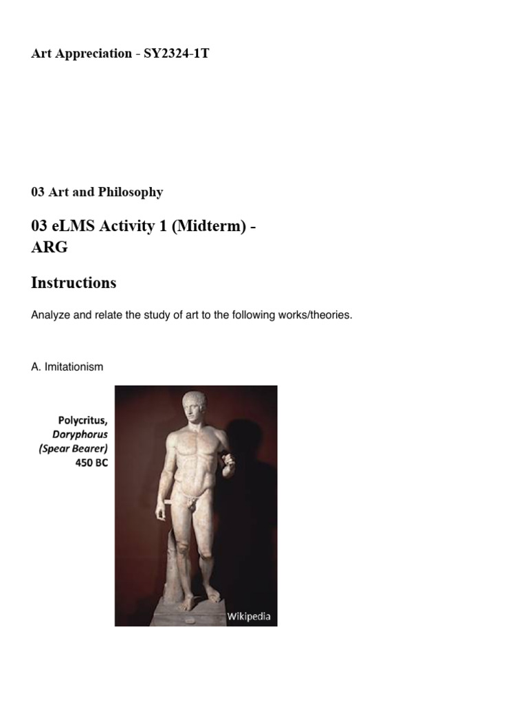 Art and Philosophy Analysis Assignment | PDF
