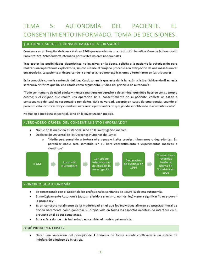 Tema 5 | PDF | Consentimiento informado | Medicina