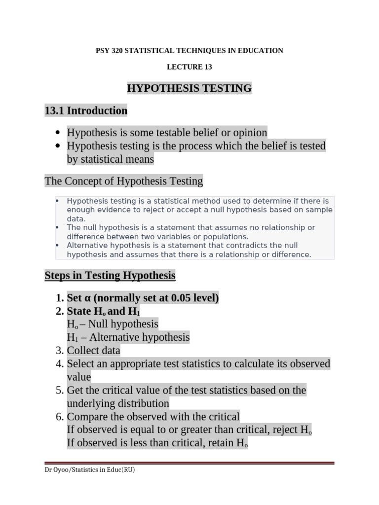 Understanding Hypothesis Testing | PDF | Type I And Type Ii Errors | P ...
