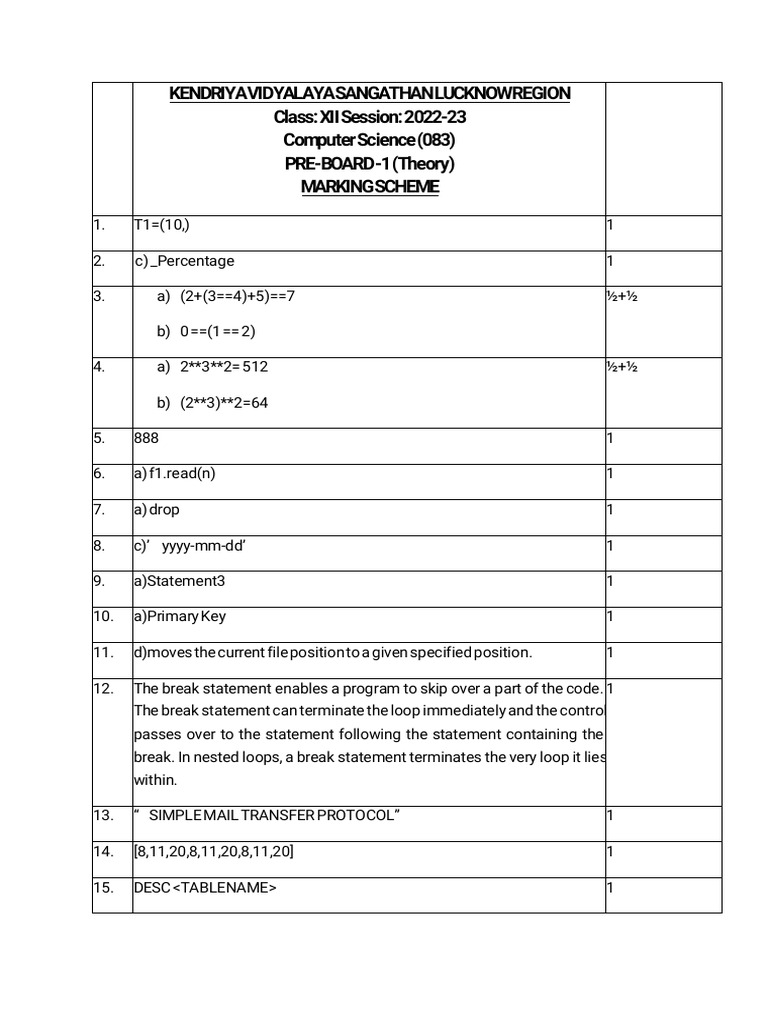 Set-1 Xii Cs PB Ms 2022 | PDF | Comma Separated Values | Computer Data