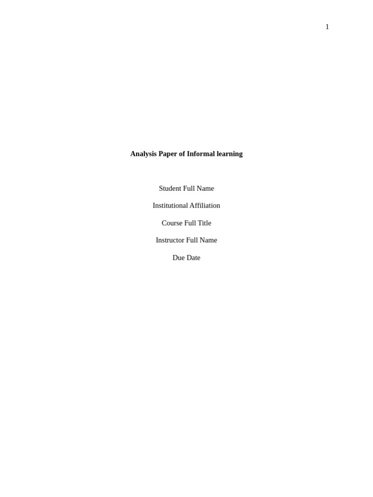 Analysis Paper of Informal Learning | PDF | Constructivism (Philosophy ...
