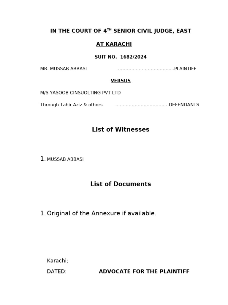 List of Witnesses and Docuement | PDF