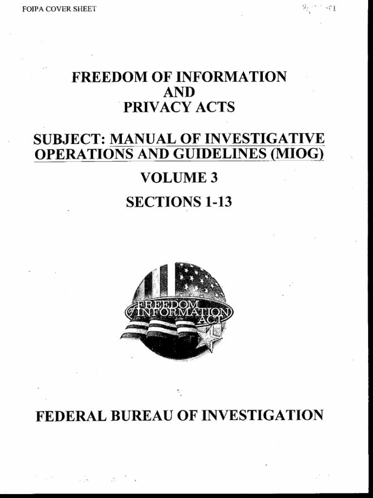 Investigative Operations Manual Volume 3 | PDF | Title 18 Of The United ...