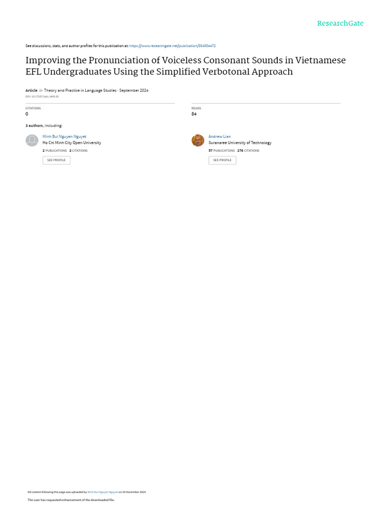 Improve Vietnamese EFL Pronunciation Techniques | PDF | English ...