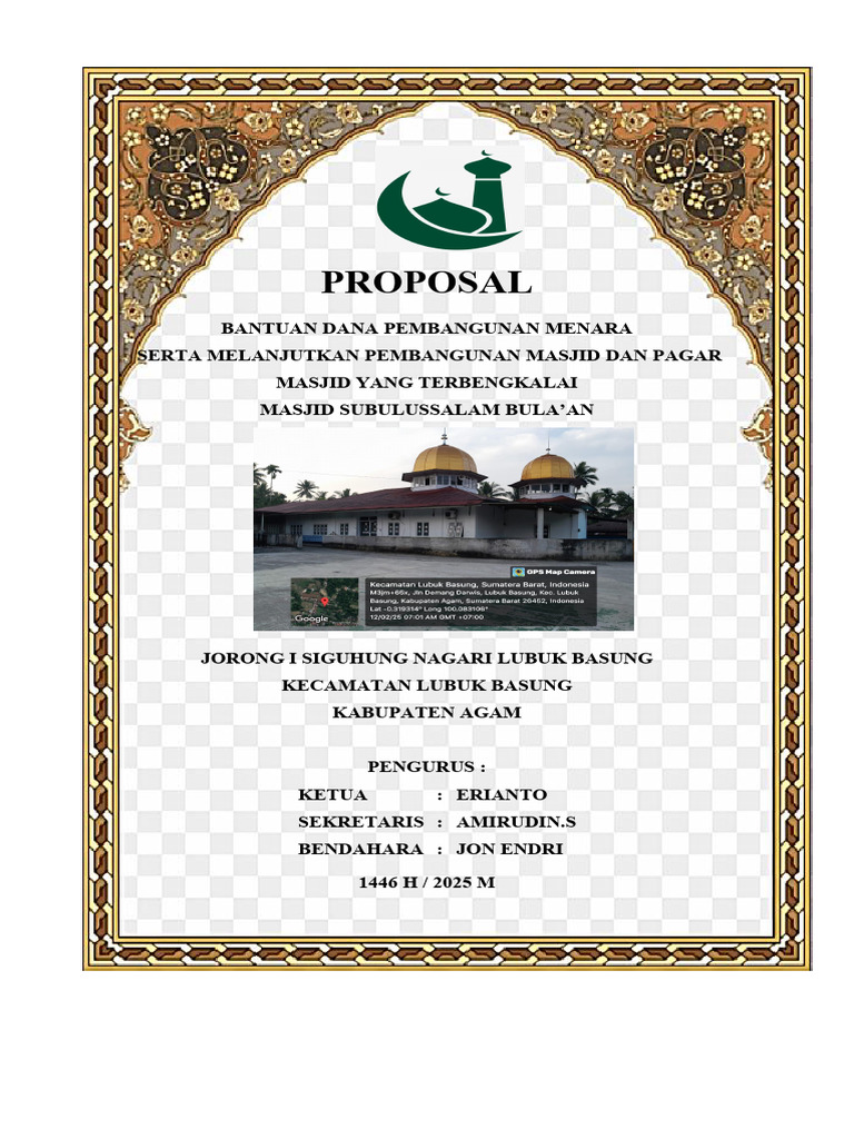 Proposal Dana Pembangunan Masjid Agam | PDF