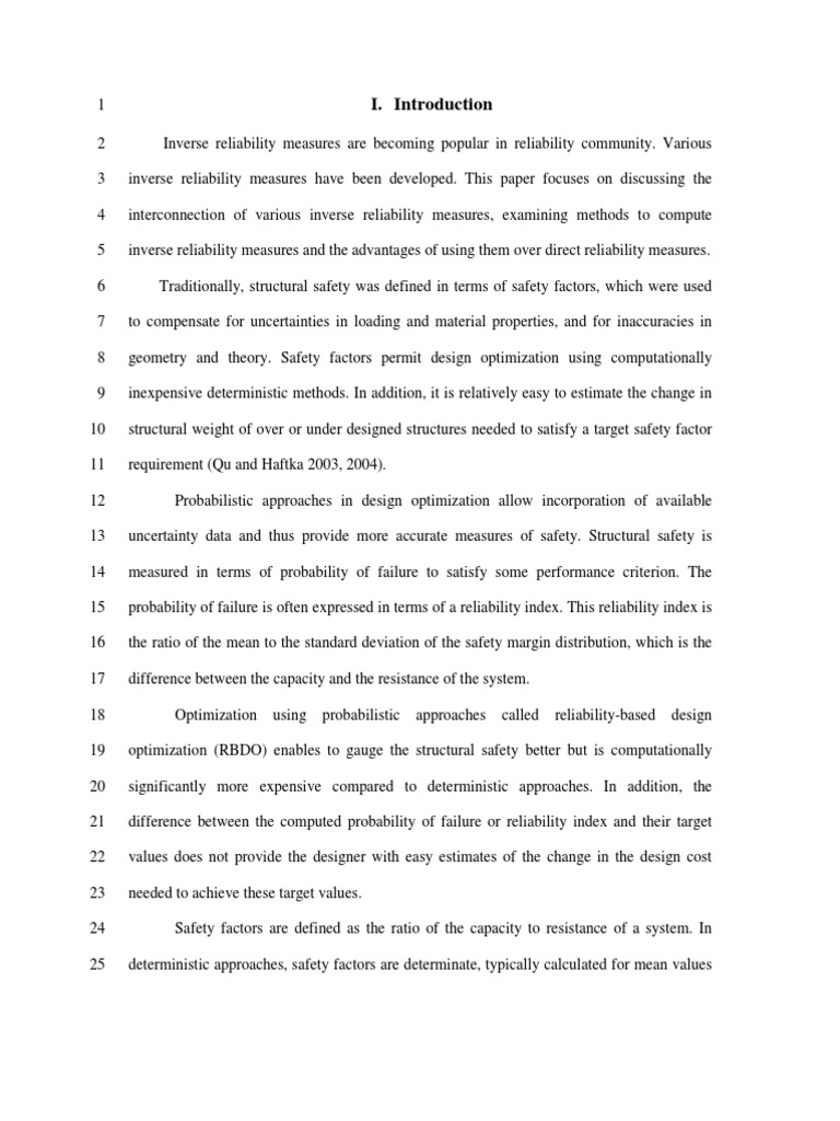 Safety Factor and Inverse Reliability PDF Strength Of Materials