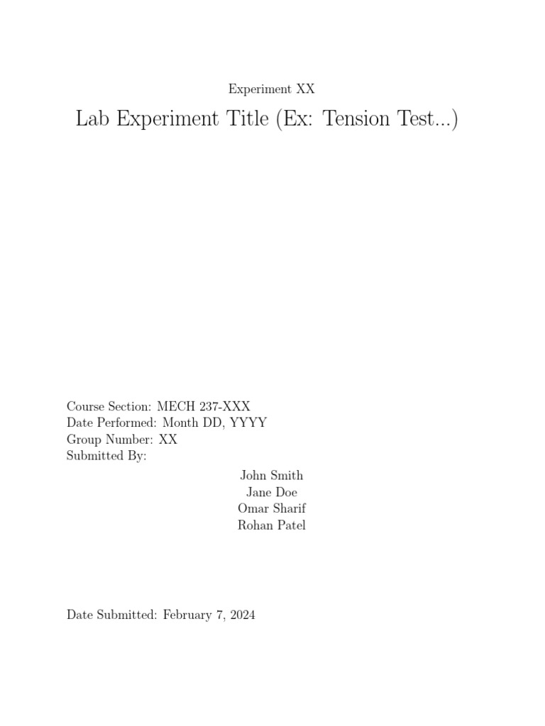 MECH 237 Report Example | PDF | Elasticity (Physics) | Deformation ...