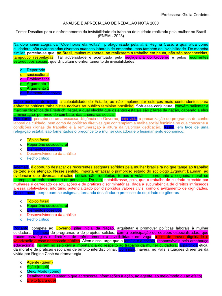 Análise e Apreciação de Redação Nota 1000 | PDF | Estado | Sociologia