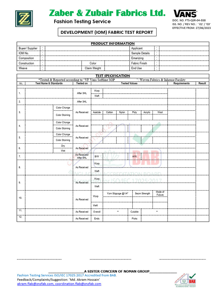 Oxford Woven Fabric Test Report | PDF | Textiles | Weaving