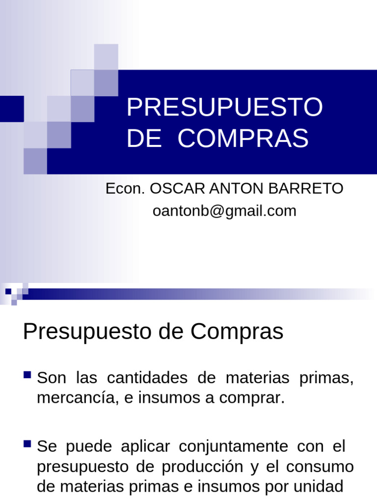 Clase 6 Presupuestos de Compras | PDF | Presupuesto