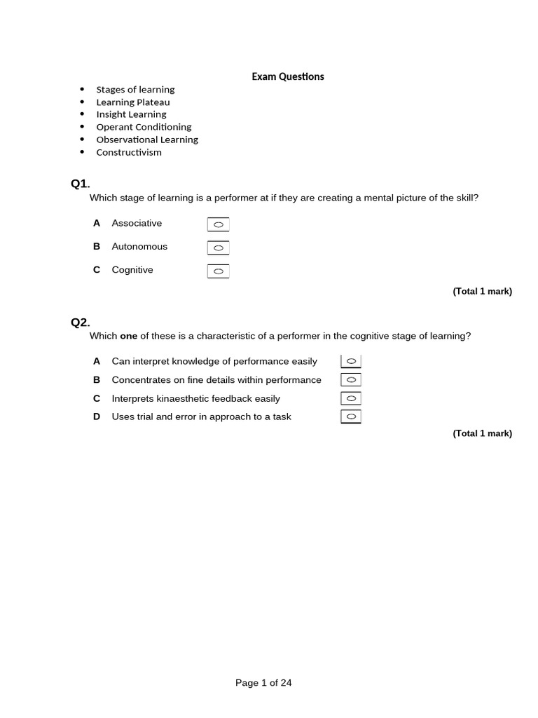 Exam Questions NOT in Test 2021 | PDF | Reinforcement | Learning