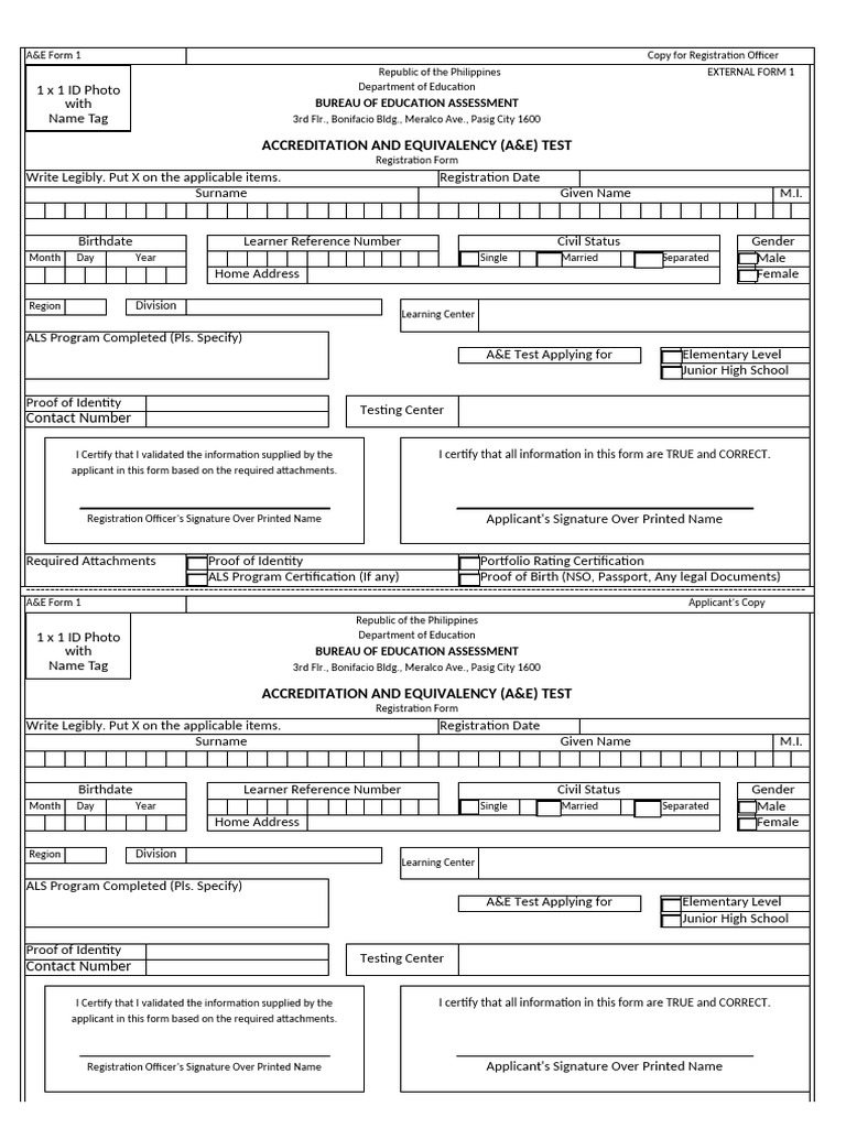 A&E Test Registration Form 2025 | PDF | Identity Document | Authentication