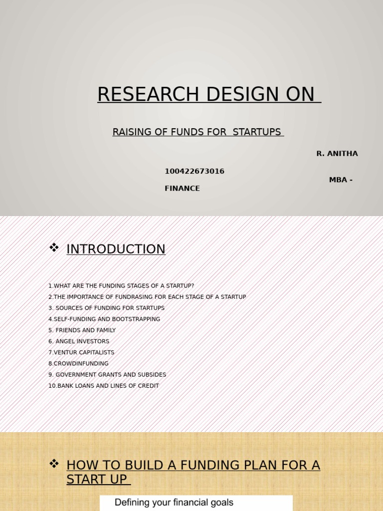 Research Design On: Raising of Funds For Startups | PDF