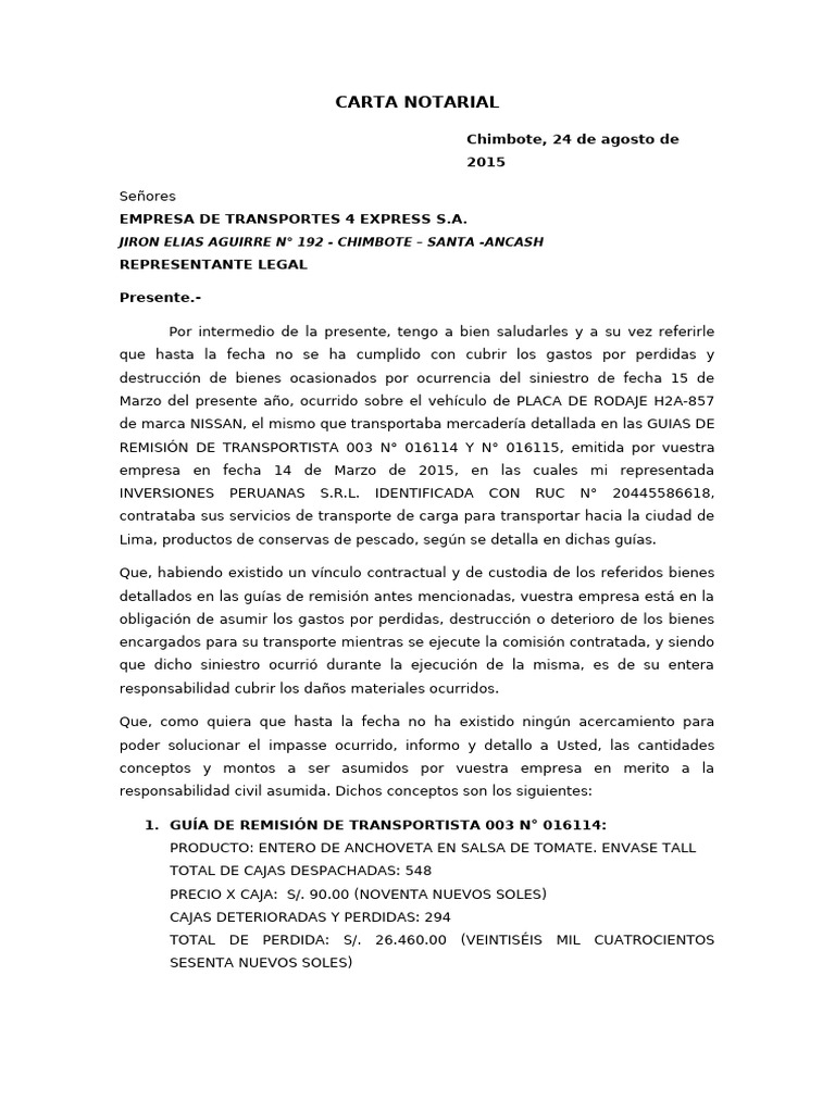Modelo de Carta Notarial | PDF