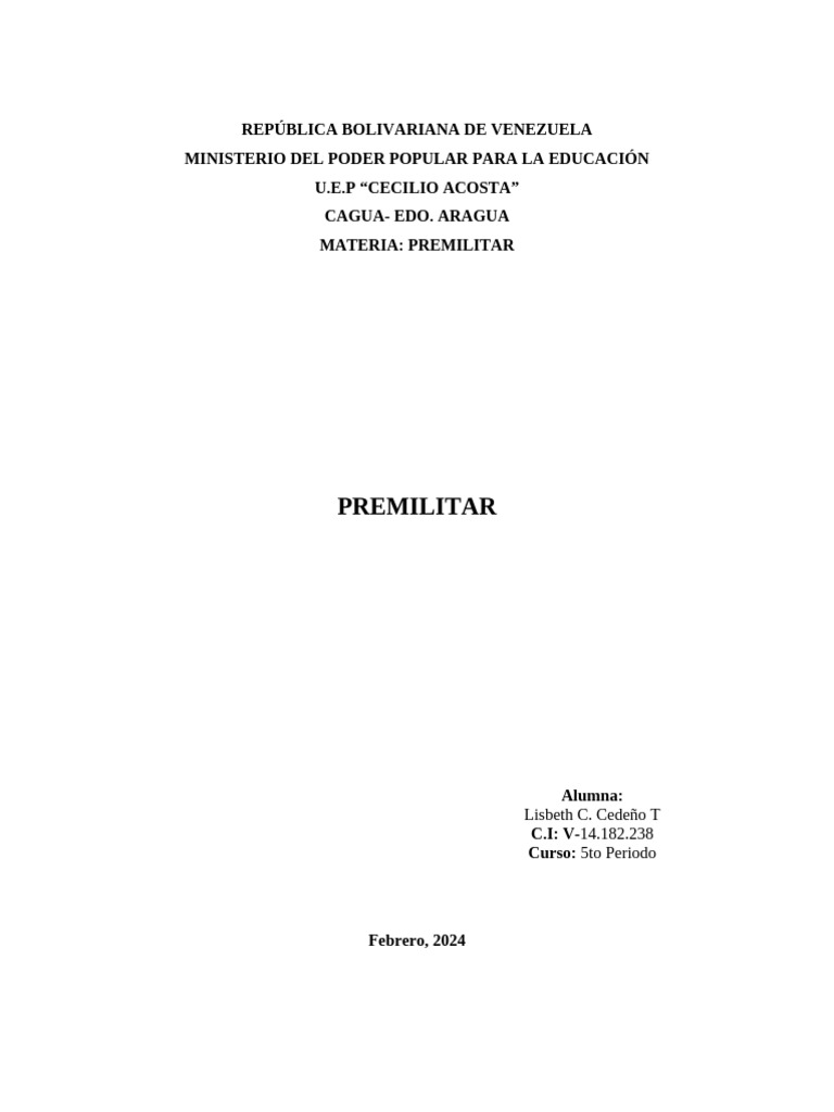 Educación Premilitar y Defensa en Venezuela | PDF | Militar