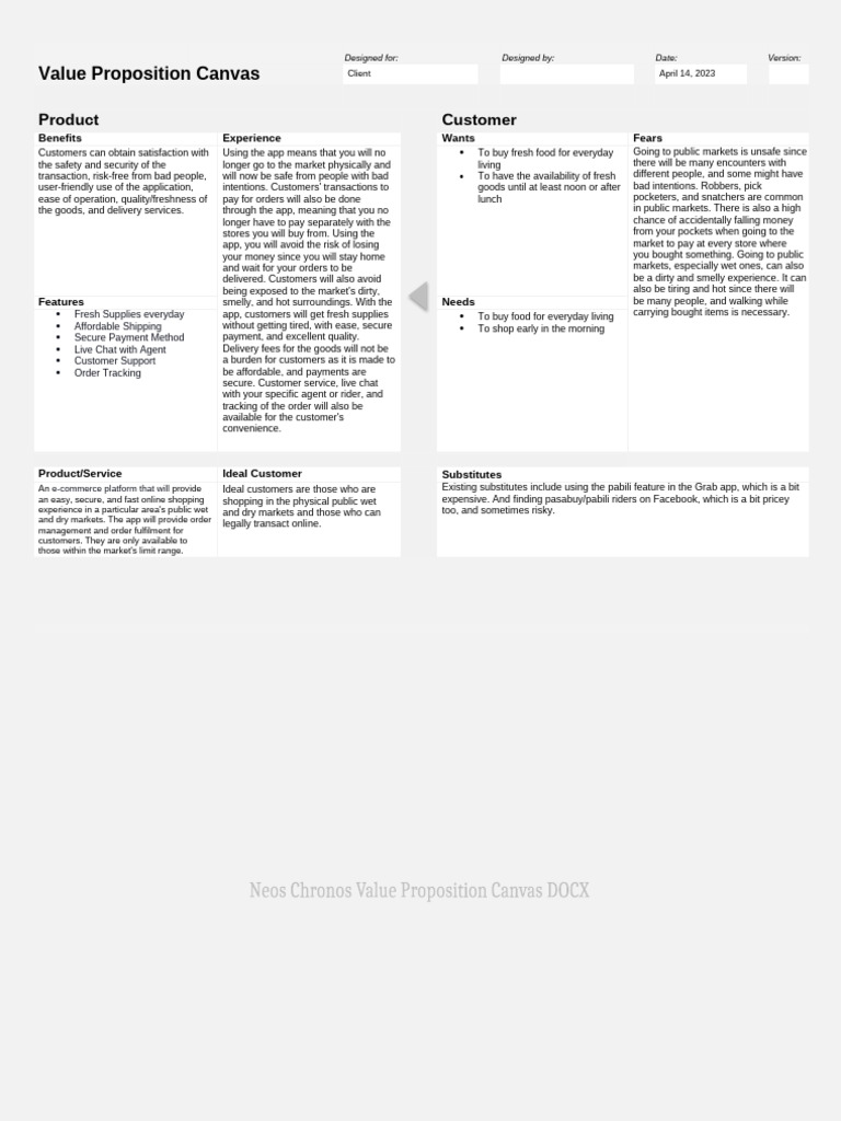 Value Proposition Canvas | PDF | Online Shopping | Business Economics