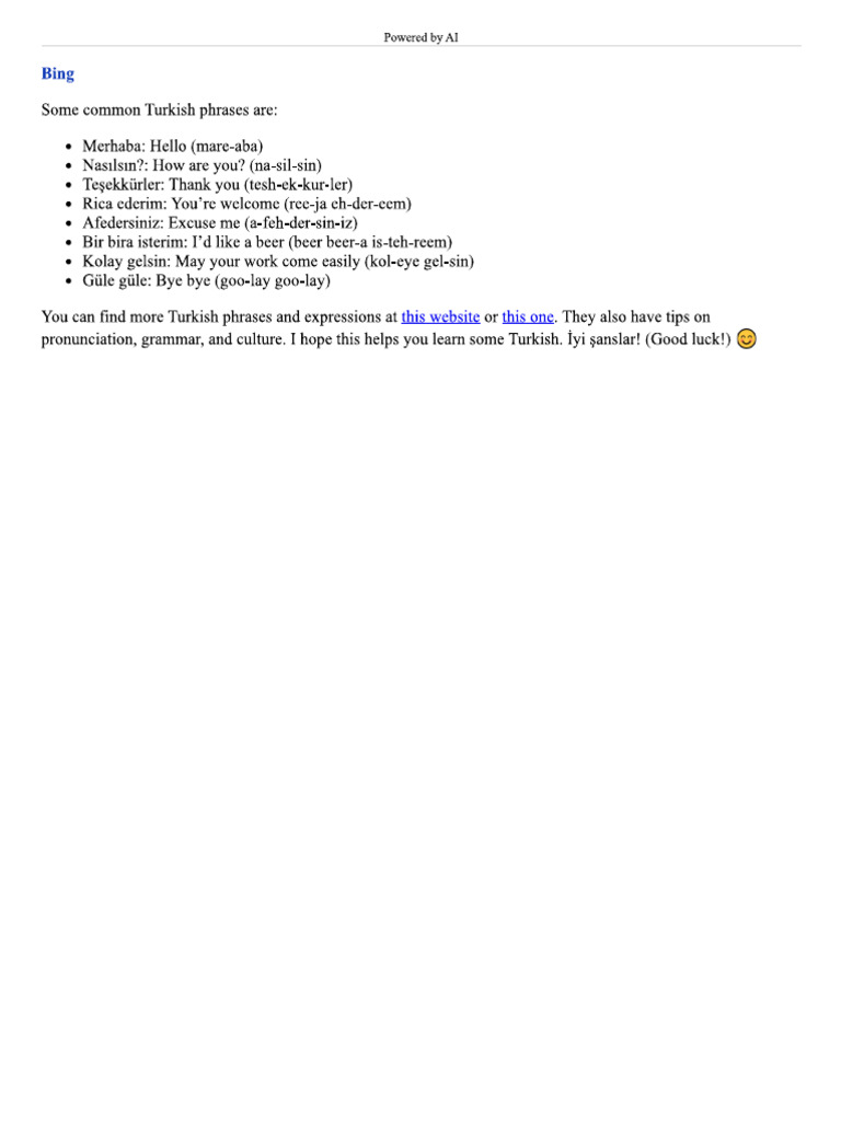 Turkish Phrases | PDF
