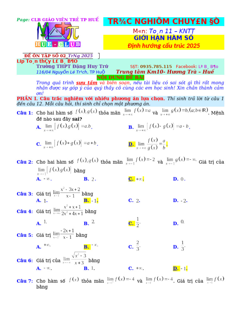 De 02 Gioi Han Ham So Form 2025 | PDF