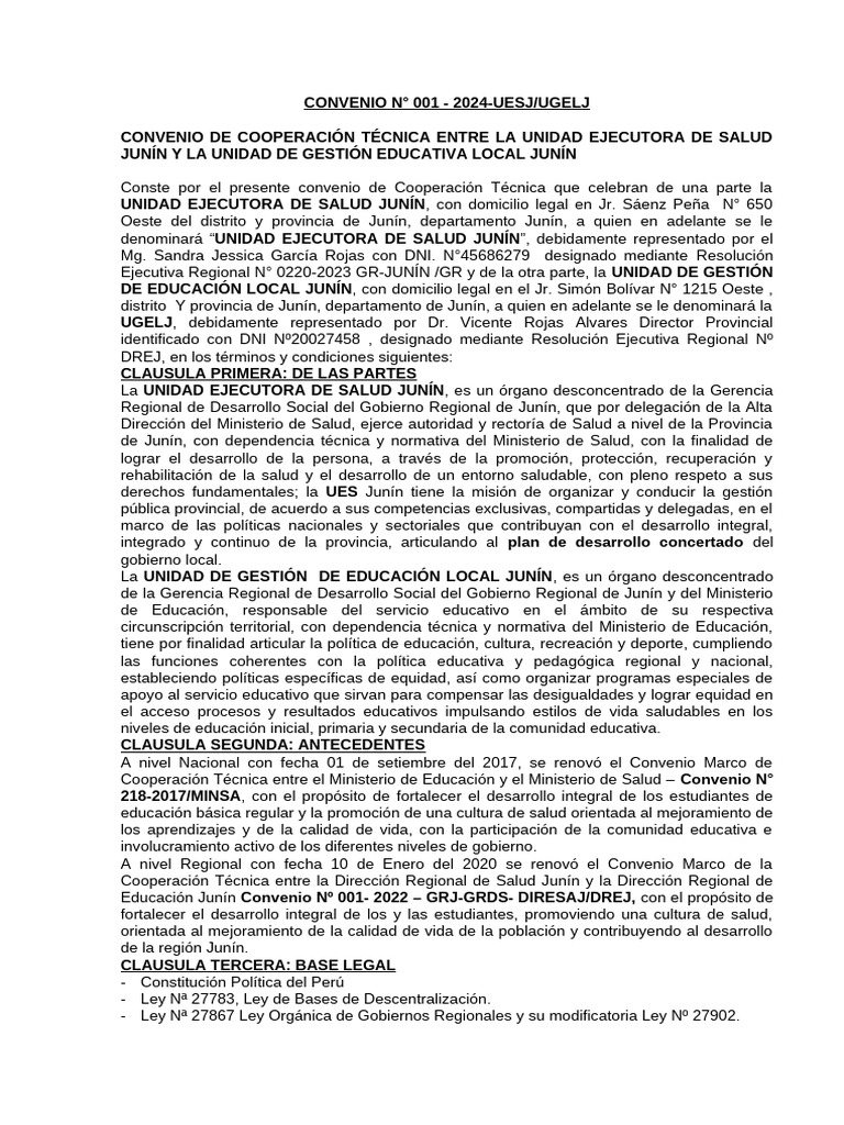 Convenio de Salud y Educación Junín 2024 | PDF | Sustentabilidad | Escuelas
