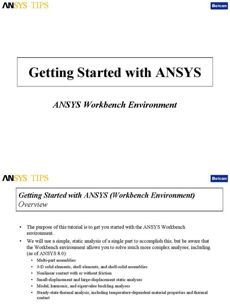 Ansys Gettingstarted Tutorial Workbench | PDF | Icon (Computing) | Menu ...