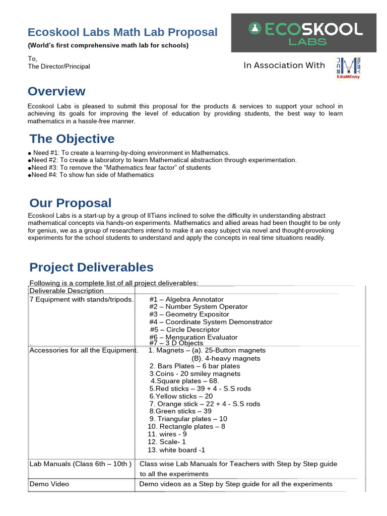 Math Lab Proposal | PDF | Mathematics