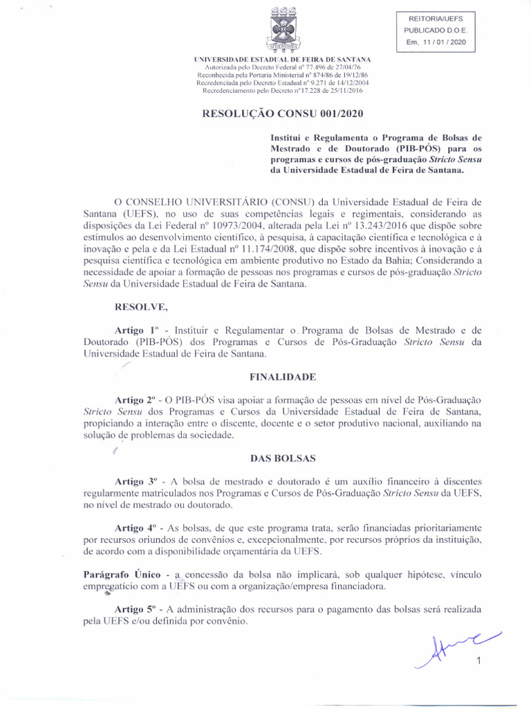 Resolucao Consu 001 2020 | PDF