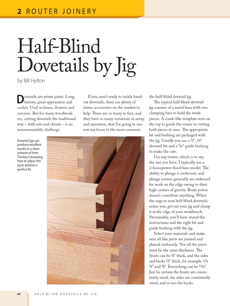 Half-Blind Dovetails by Jig | PDF | Woodworking