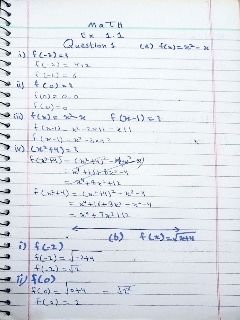 2nd Year Math Exercise 1.1 Solutions | PDF