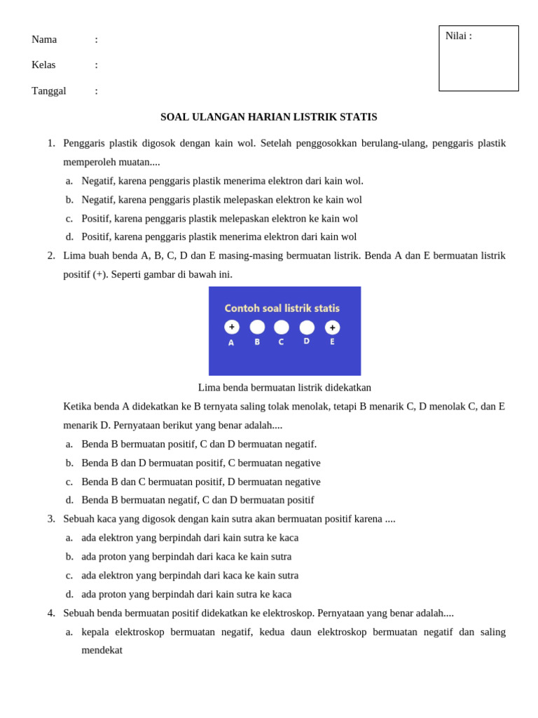 Soal Ulangan Harian Listrik Statis | PDF