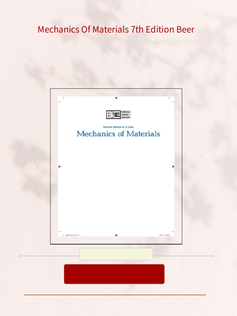 Mechanics of Materials 7th Edition Beer | PDF | Bending | Beam (Structure)