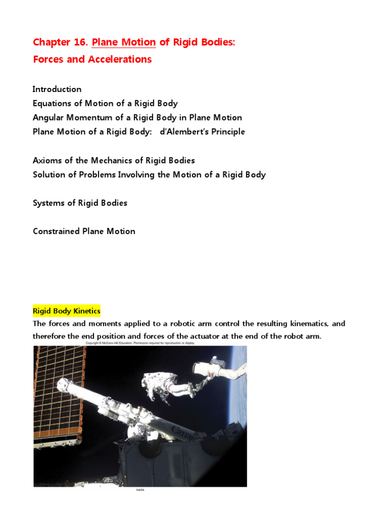 Rigid Body Plane Motion Dynamics | PDF | Force | Kinematics