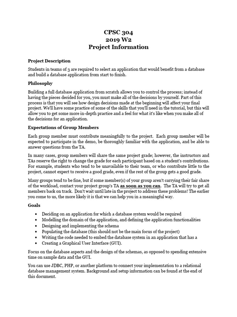 Project Description-2019W2 (1) | PDF | Databases | Sql