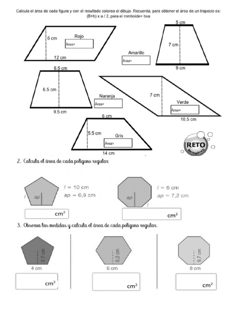 Area Trapecio, Rombo y Poligonos | PDF